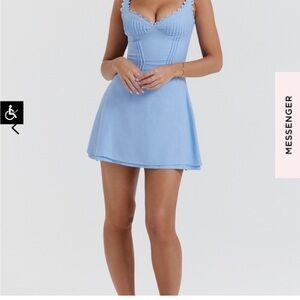House of CB - Tilly BLUE PIN TUCK MINI DRESS SIZE XS